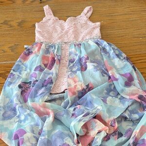Speechless Pink and Blue Floral Kids Casual Dress